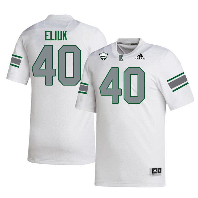 Eastern Michigan Eagles #40 Bryce Eliuk College Football Jerseys Stitched Sale-White
